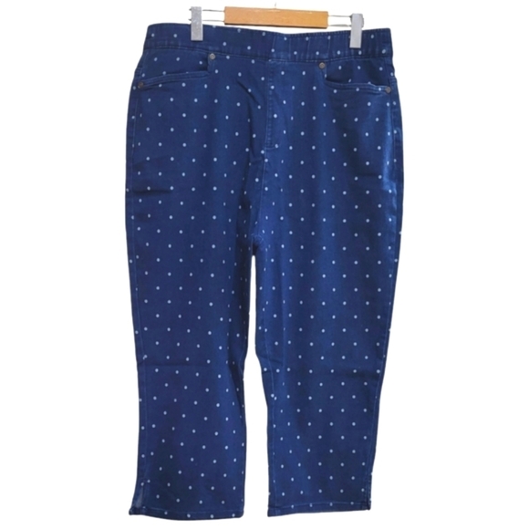 Denim Moves Stretch Pull-On Polkadot Jean Capris Size XL - Picture 2 of 7